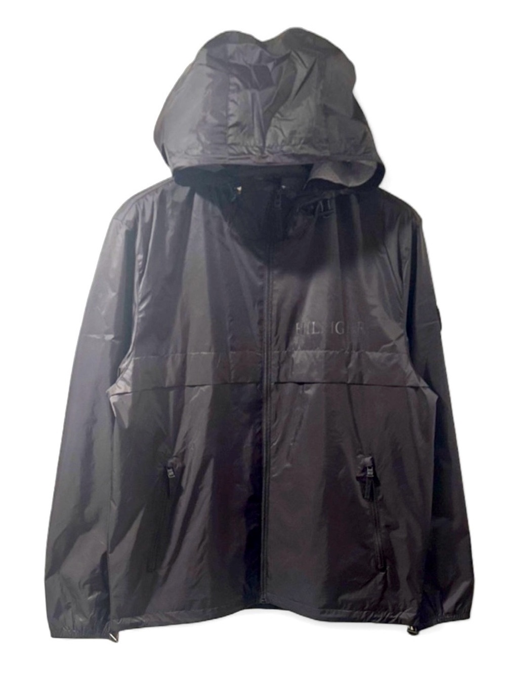 Tommy Hilfiger Black Hooded Rain Jacket/Windbreaker Size Men’s Large (NWT)
